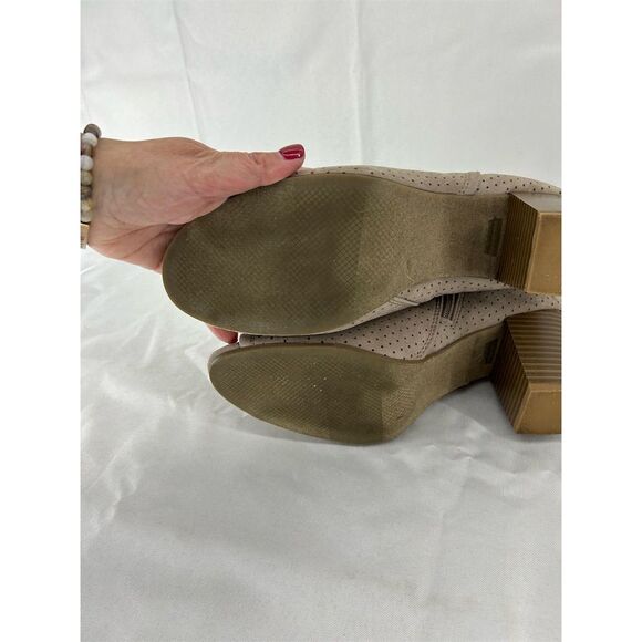 Old Navy Women's Peep Toe Chunky Heel Booties Brown Size 10 - Picture 4 of 9